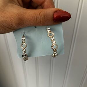 Elegant Gold and Silver Tone Rhinestone Statement Hoop Earrings
